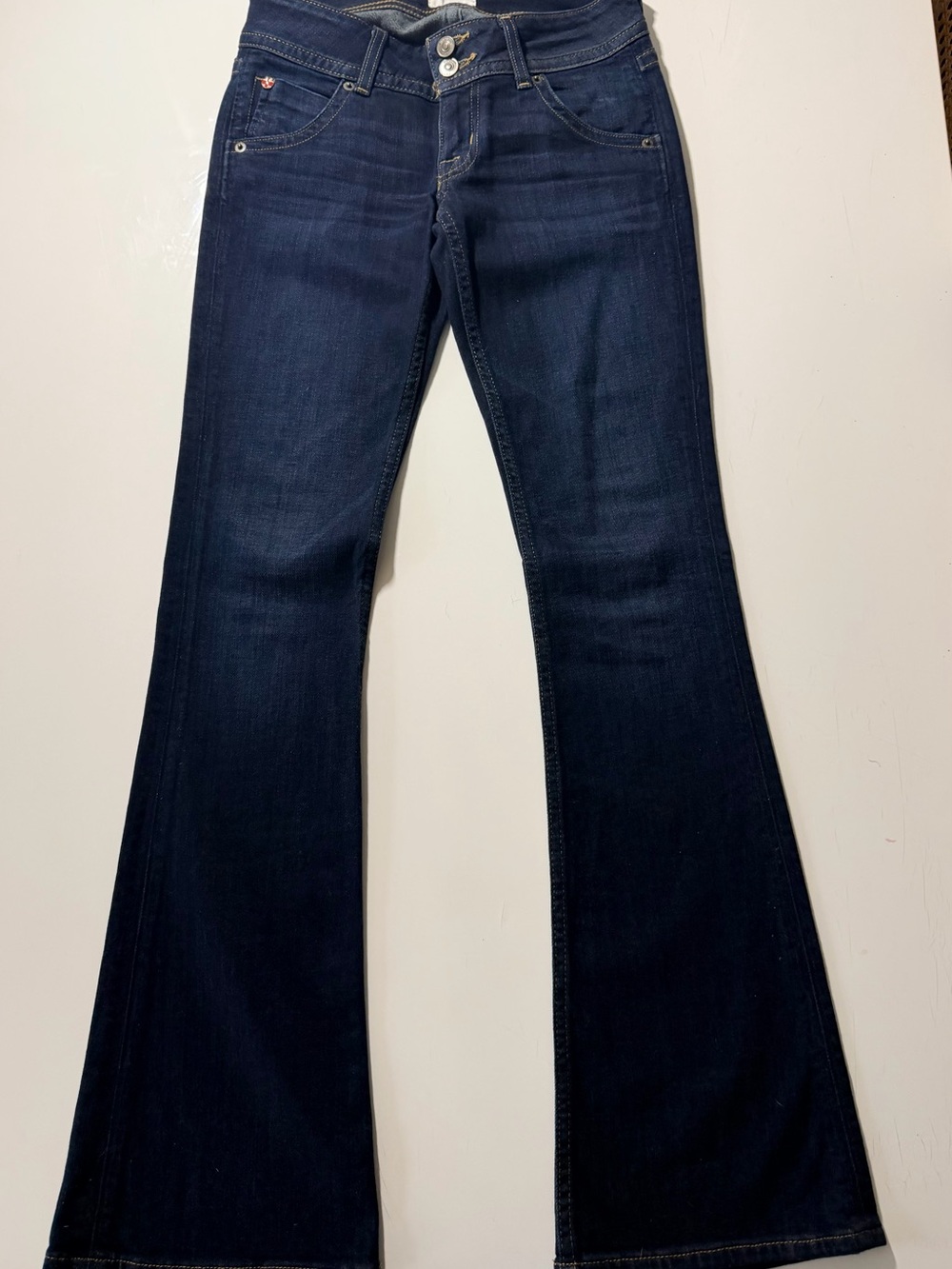 Hudson “Beth” Jeans Dark Indigo Flare Wide Leg Jeans